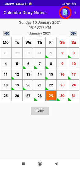 Calendar Diary Notes screenshot
