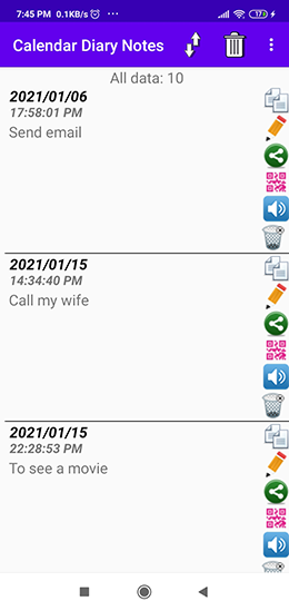 Calendar Diary Notes screenshot